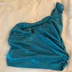SheIn Metallic Blue Crop Top Photo 0