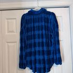 Umgee NWT Velvet Blue Long Sleeve Button Down Top Photo 1