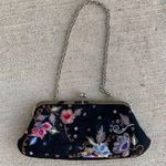Embroidered Floral Beaded Clutch Black Photo 1