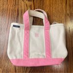 Lands' End Pink and Cream Canvas Tote Photo 0