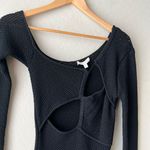 Ronny Kobo‎ Dress Black One Shoulder Cut Out Crochet Knit Midi Dress Size S Black Photo 3