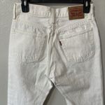 Levi's 501 Jeans White Distressed Button Fly Women's Size 26x30 Straight Raw Hem Photo 4