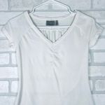 Athleta  White V Neck Short Sleeve Ruched Workout‎ Top Womens XXS Activewear Photo 3