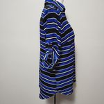 Pacific&Co NY& Black Blue Striped Roll Tab Vneck Popover Blouse Size Small Photo 1