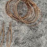 Elegant Rose Gold Bangles and Drop Earrings Set Pink Photo 0