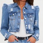 Boohoo 🦋Puff Shoulder Cropped Denim Jacket🦋 Photo 0