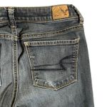 American Eagle  Womens Mid Rise Super Skinny 4 Long Jeans Whiskered Front Photo 9