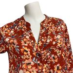 Kut From The Kloth  Rusty Brown Long Sleeve Blouse Roll Tab Sleeve Women Size L Photo 4