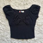 Free People FP Beach Anette Top Crinkle Sweetheart Neck Cap Sleeves Black Sz M Photo 2