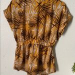 Luxe  Mustard and Brown Leaf Print Blouse Photo 5