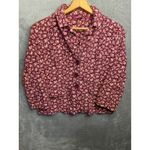 SO sereal so right Floral Corduroy Button Front Blazer Jacket Womens XL Purple Photo 4