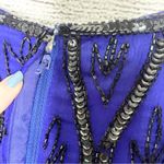 Vintage Stenay Silk Beaded Royal Blue & Black Long Sleeve Blouse Size XS Petite Photo 9