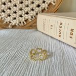 Heart Link Gold Ring Rhinestones Pave Inset Girly Girlhoodcore Feminine Classic Jewelry Photo 7