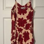 Fighting Eel Romper Hawaiian Flower Floral Red Beige Luau Magnolia Peony XS Photo 0
