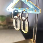 Silver White Gold Filled Link Huggie Hoop Earrings Photo 3