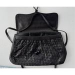 VTG Italian Woven Lambskin Butter Soft Leather Crossbody Bag Purse Black Photo 4