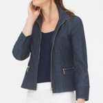 White House | Black Market  Zip Front Denim Jacket Blue 14 Photo 1