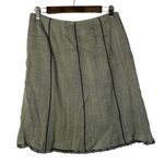 Oscar de la Renta Petite Gray Herringbone Lace Trim A-Line Skirt 8P Photo 1