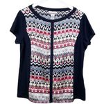 Doncaster Silk Blouse Short Sleeve Top Women's Size 14 Multicolored Floral Print Photo 0