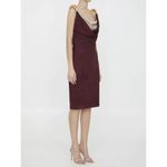 Bottega Veneta  Fluid Suede Dress in Mahogany & Sand 34 0 2 Womens Midi Leather Photo 11