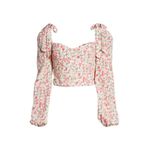 ASTR 💕 THE LABEL💕 Floral Tie Shoulder Long Sleeve Top ~ Pink Floral Print M NWT Photo 7