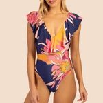 Trina Turk  One Piece Floral Ruffle Swimsuit Size 12 NWOT Photo 1