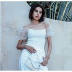 ✨White ASTR the Label Darling Bodysuit Square Neck Sheer Puff Sleeve Top White L Size L Photo 2