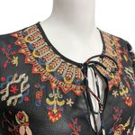 Philosophy Republic Med Black Multicolor Mesh Floral Embroidered Tie Front Dress Photo 5