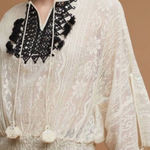 Anthropologie  Vineet Bahl Iona Peasant Top Cream Lace Crochet M Photo 0