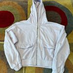 Aerie Light Purple Cargo Style Cropped Hooded Zip Up Sweatshirt Size Small Photo 0