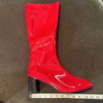 Women’s Shiny Red Knee High Zip Up Block Heel Boots Size 12 NEW Photo 4