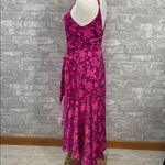 Dee Elly Elegant Asymmetrical Floral Wrap Dress in Pink Photo 3
