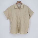 American Giant Linen Button Up Shirt Khaki Tan Short Sleeve Collared Size L Size L Photo 1