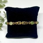 Dainty Vintage Gold And Sage Green Stone Watch Photo 2