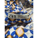 ZARA  Blue Yellow White Geometric Print Open Back Tank Size Large Photo 5