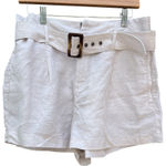 Christian Siriano Beige Women's Size Large Linen Shorts‎ Belt Summer Boho Beach Photo 0