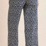 Boden Printed Crop Pants Size US 12 Geo Cascade Navy High Rise Wide Leg Trousers Blue Photo 1