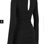 House Of CB CAMILLE BLACK REAL SILK CUTOUT MINI DRESS Photo 4