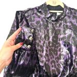 Diane Von Furstenberg  Ellie Leopard Metallic Velvet Mini Dress Purple NWT Sz2‎ Photo 2
