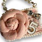 Source Unknown Boucle plaid pearl rose‎ bag charm Photo 2