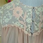 VINTAGE Avian Pink Sheer Nylon and Lace Night Gown Size M Photo 4