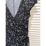 Jones Wear Dress Black/Tan Geo Wrap Front Tie Gathered Dress Size 12 Cap Sleeve Photo 3