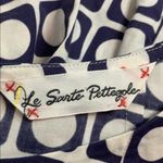 Le Sarte Pettegole Italy peplum top geometric print blue white poplin sz 38 Photo 3