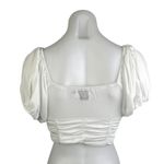 Princess Polly White Mesh Puff Sleeve Square Neck Cinched Tie Crop Blouse Top 8 Photo 1