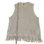 J.Crew Fringe Sweater Tank Dusty Ivory Ribbed Knit Crewneck Cotton Top Size XL Photo 3