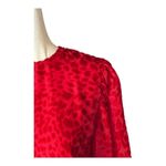 The Kooples Dress Women Large Red Velvet Animal Print Puff Sleeve Mini Party Photo 6