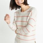 Marine layer  Nina Knit Crewneck Cotton Sweater Stripes Oatmeal Pink Size Small Photo 0