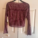 Kirious  Burgundy And White Mesh Long Sleeve Crop‎ Top Size Large Photo 1