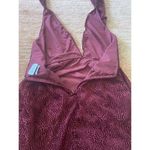 Saylor Burgundy Velvet Burnout Halter Mini Dress Size S Ruched Lined Sexy Photo 6