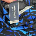 NEW Swimsuits for all sapo print women's blue & black halter tankini top size 24 Photo 7